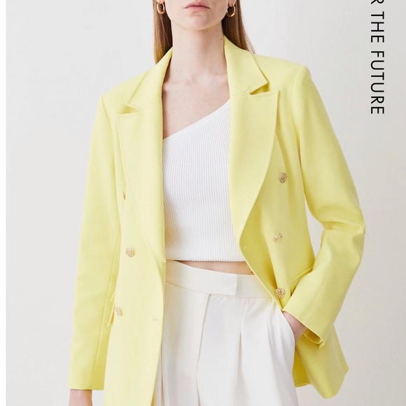 Karen Millen Compact Stretch Double Pocket Tailored Double Jacket - Picture 2 of 9